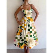 Liorabelle | Vestito midi con palme di agrumi