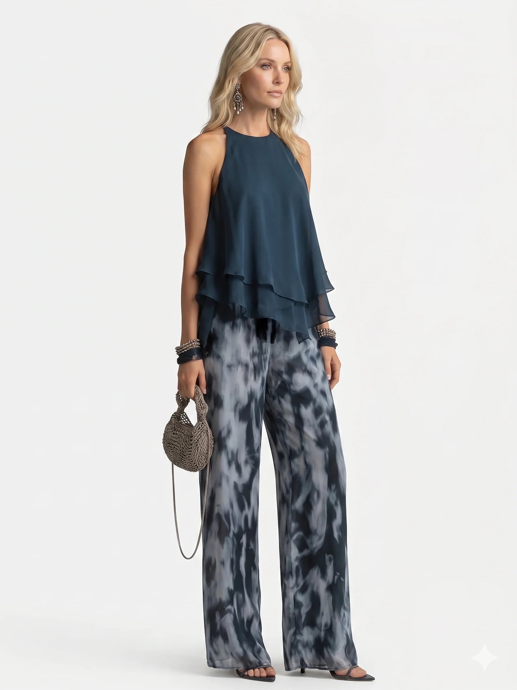Completo elegante due pezzi in chiffon