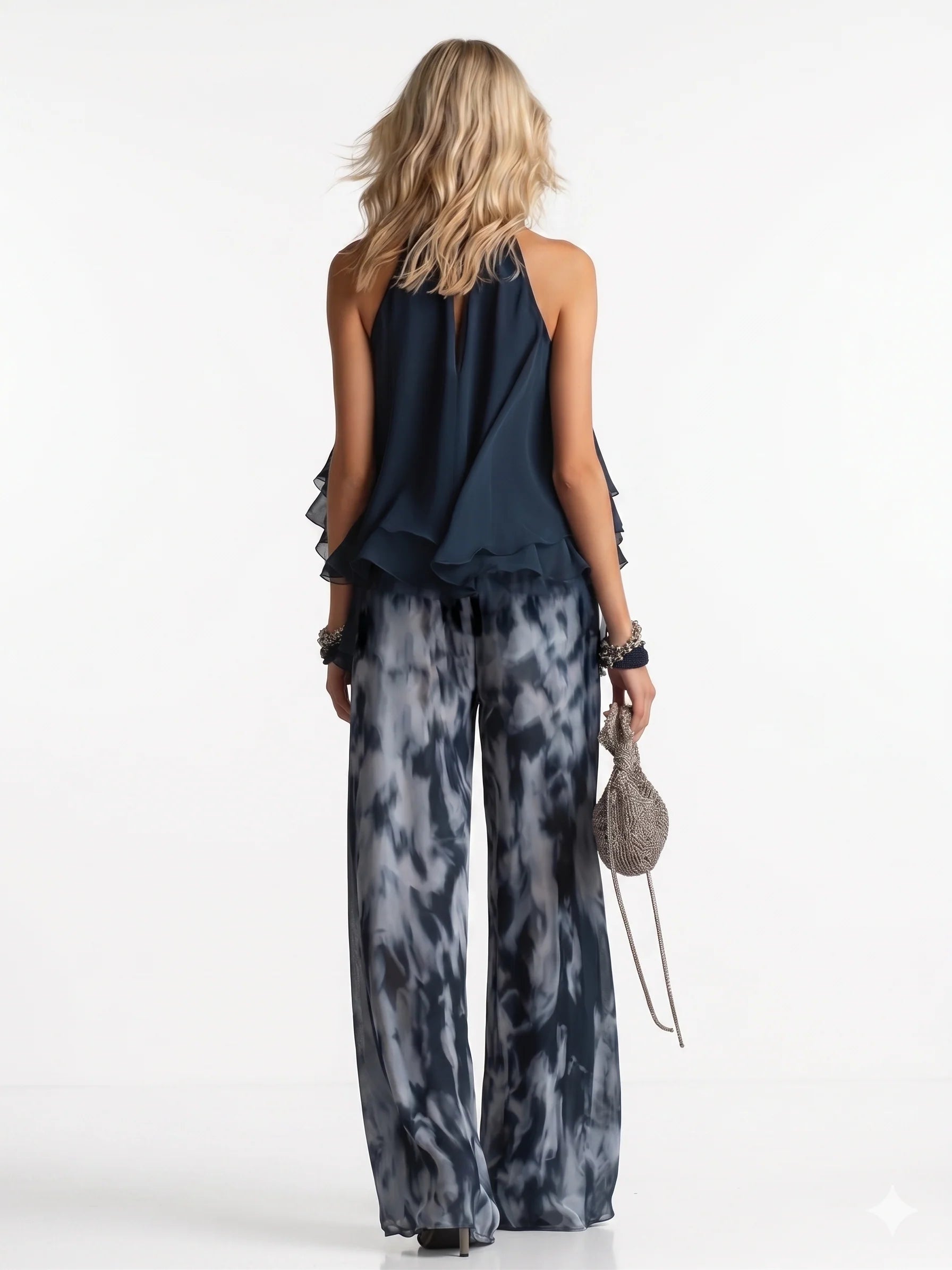 Completo elegante due pezzi in chiffon