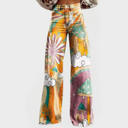 Jeans con design psichedelico a fungo
