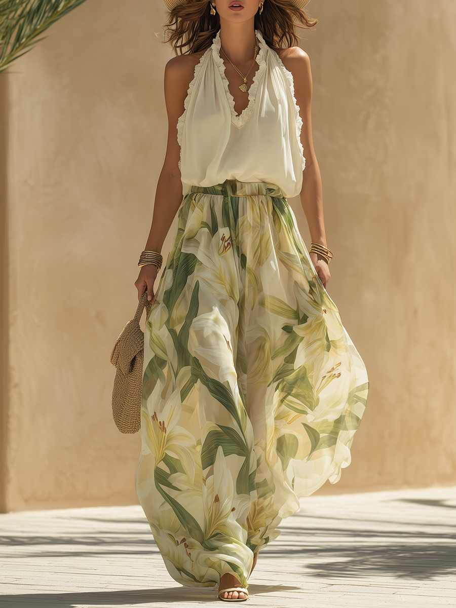 Elegante set fluido con stampa floreale