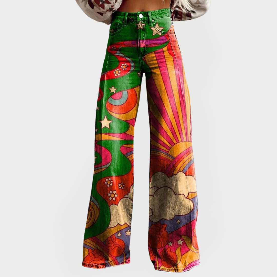 Jeans alla moda con gamba larga