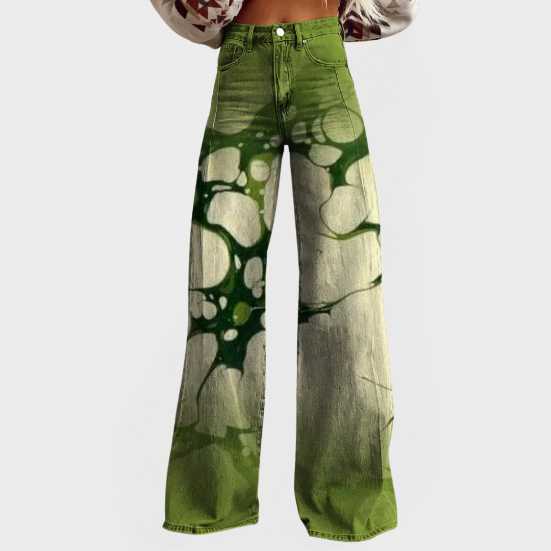 Comodi jeans artistici a gamba larga
