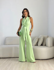 Set senza maniche con allacciatura al collo e pantaloni casual a gamba larga