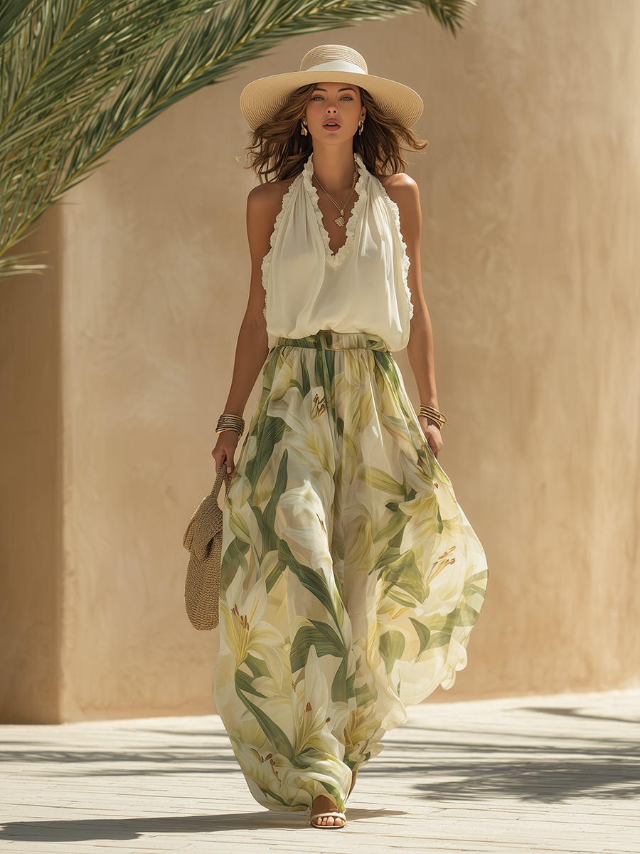 Elegante set fluido con stampa floreale