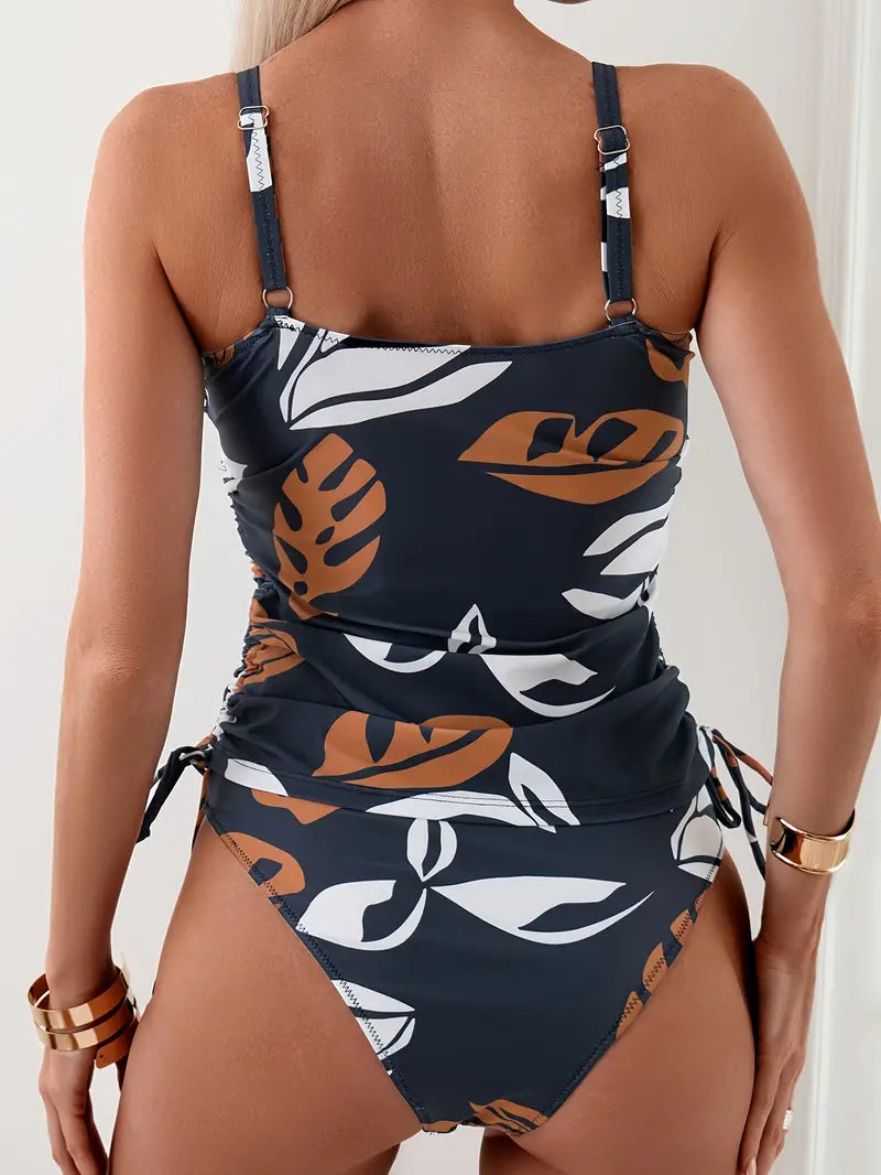 Island | Set tankini con stampa di foglie tropicali