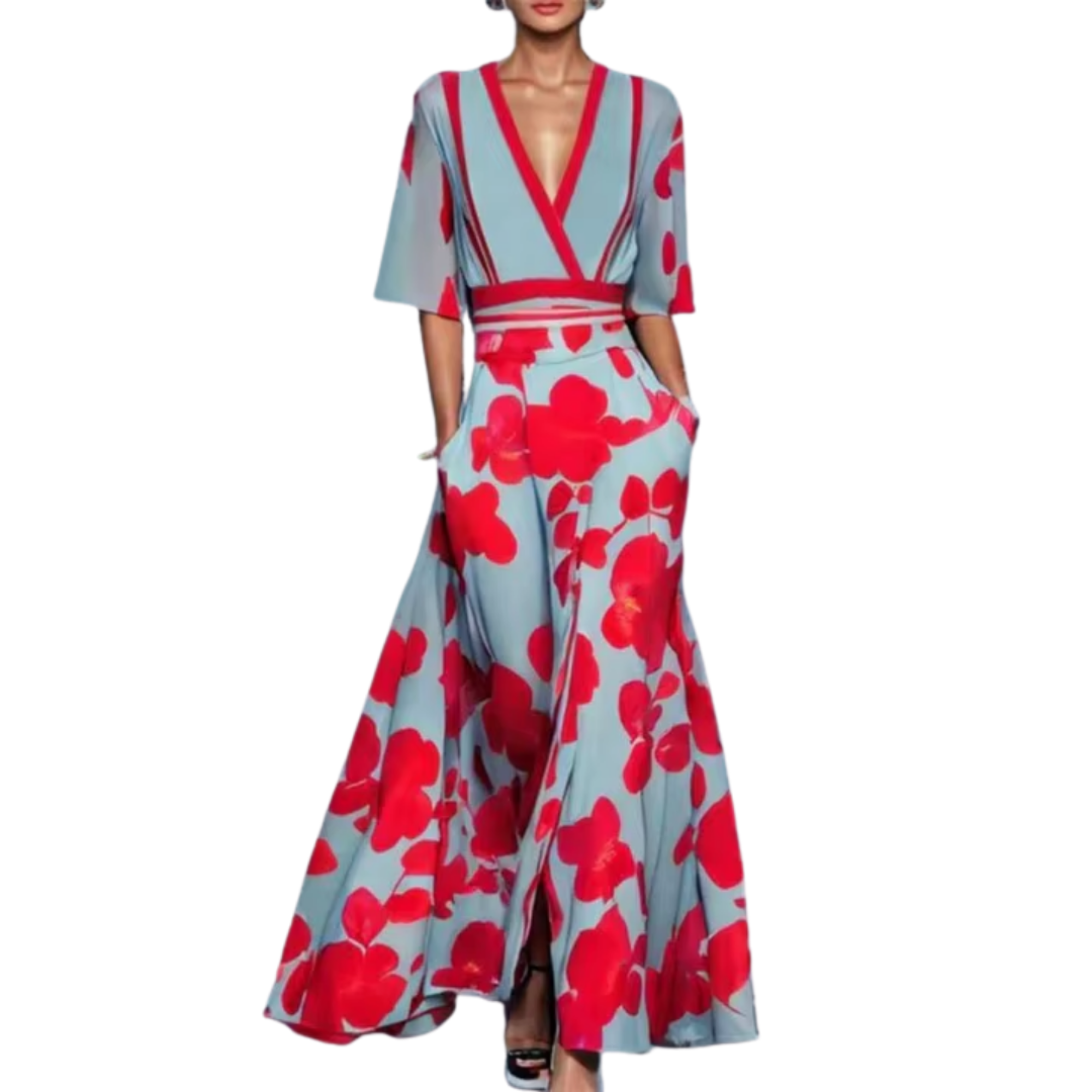 Noelle | Vestito floreale primaverile con scollo a V