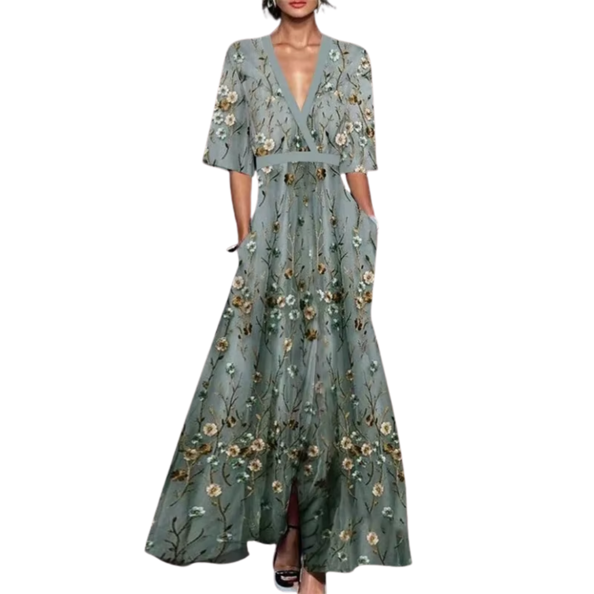 Noelle | Vestito floreale primaverile con scollo a V