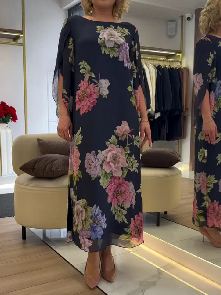 Maxi abito con stampa floreale Comfort leggero in chiffon