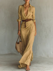 Camille™ | Maxi abito con pinces e cintura in vita