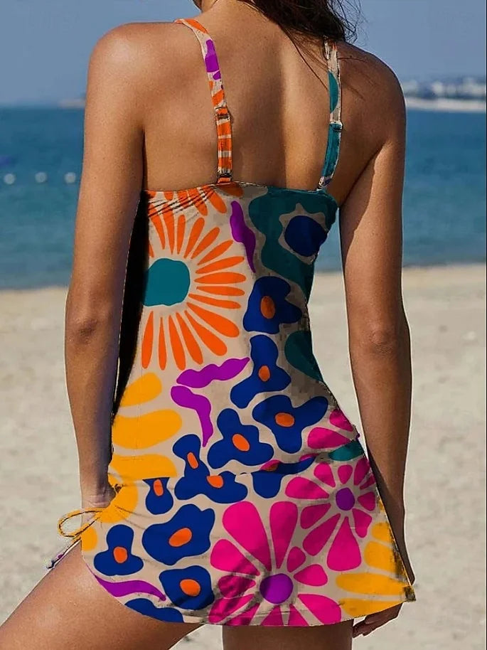 Party | Set tankini floreale con grafica che copre la pancia