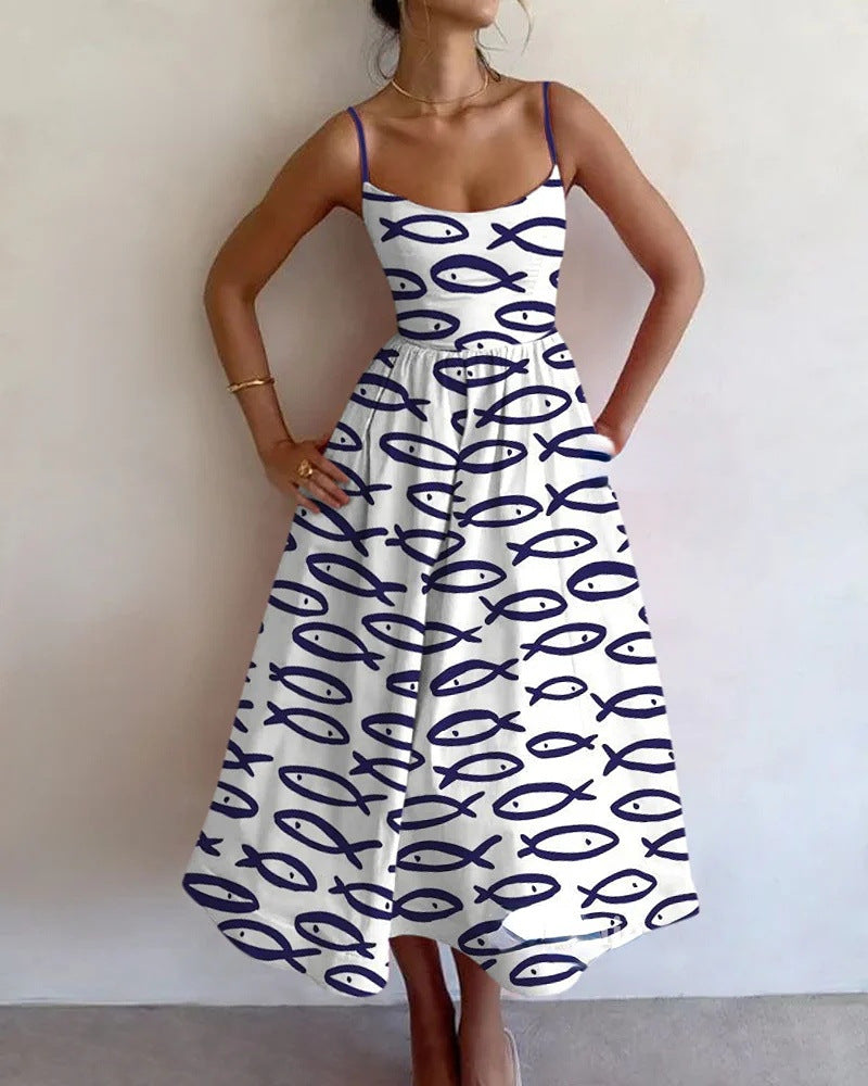 Sablewyn | Abito midi con schizzo costiero