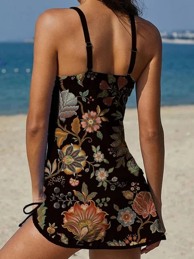 Party | Set tankini floreale con grafica che copre la pancia
