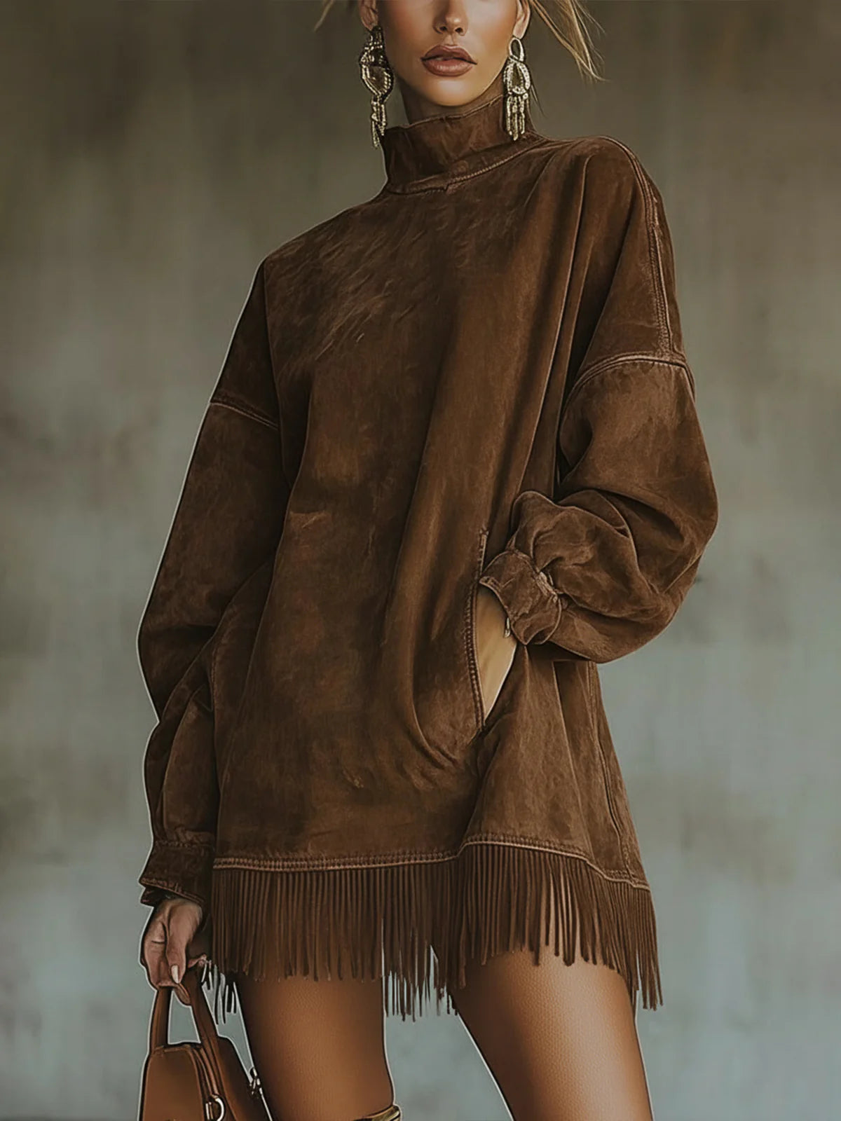 Elora™ | Abito Tunica in Suede con Frange Darcie