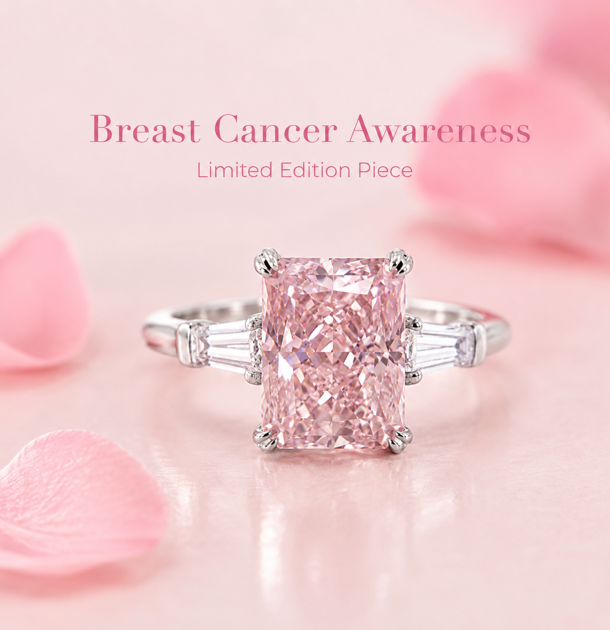 Sensibilizzazione sul tumore al seno | Anello classico rosa con nastro | 1+1 Gratis