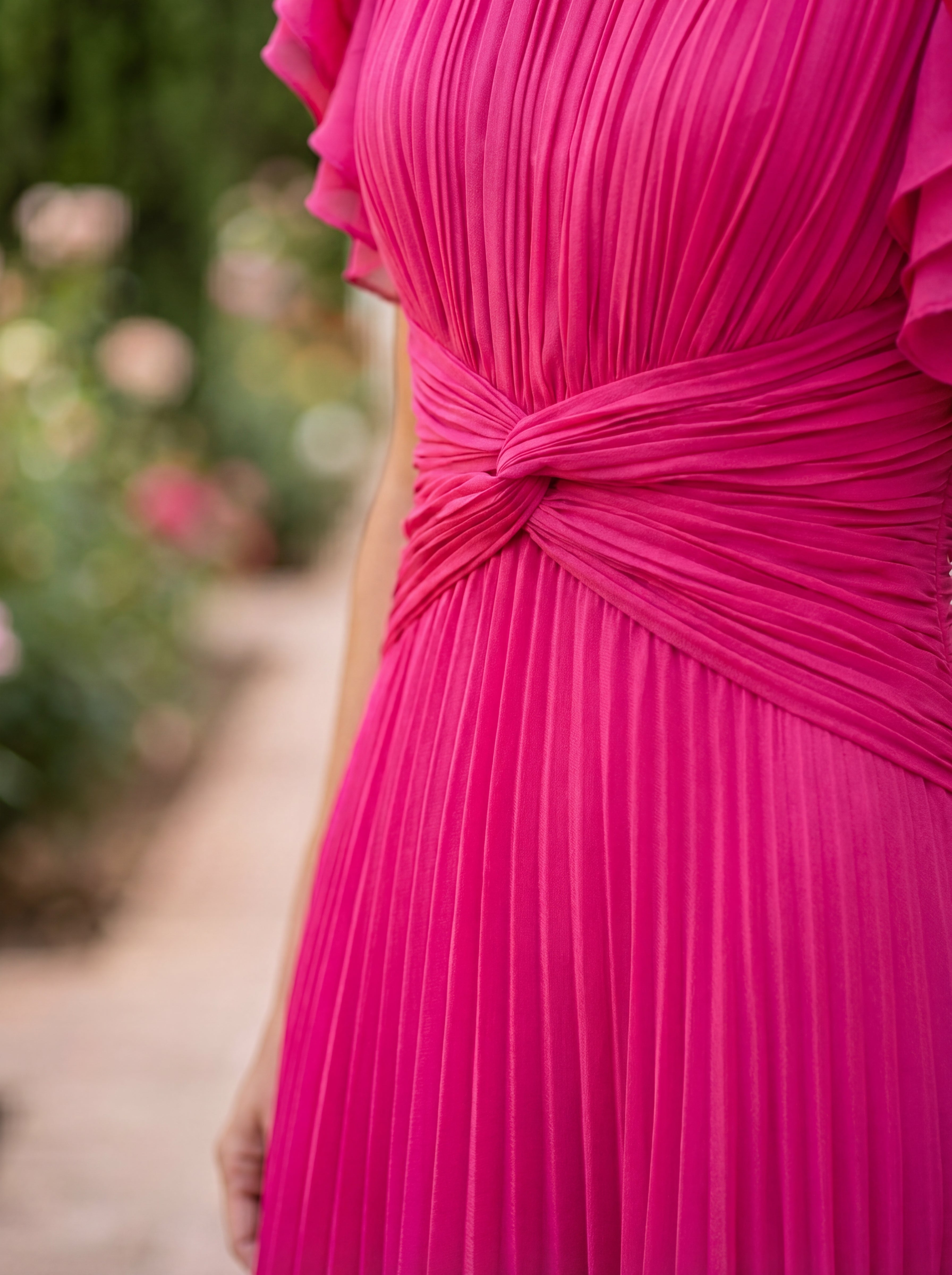 Serena - Abito maxi elegante plissettato con vita intrecciata