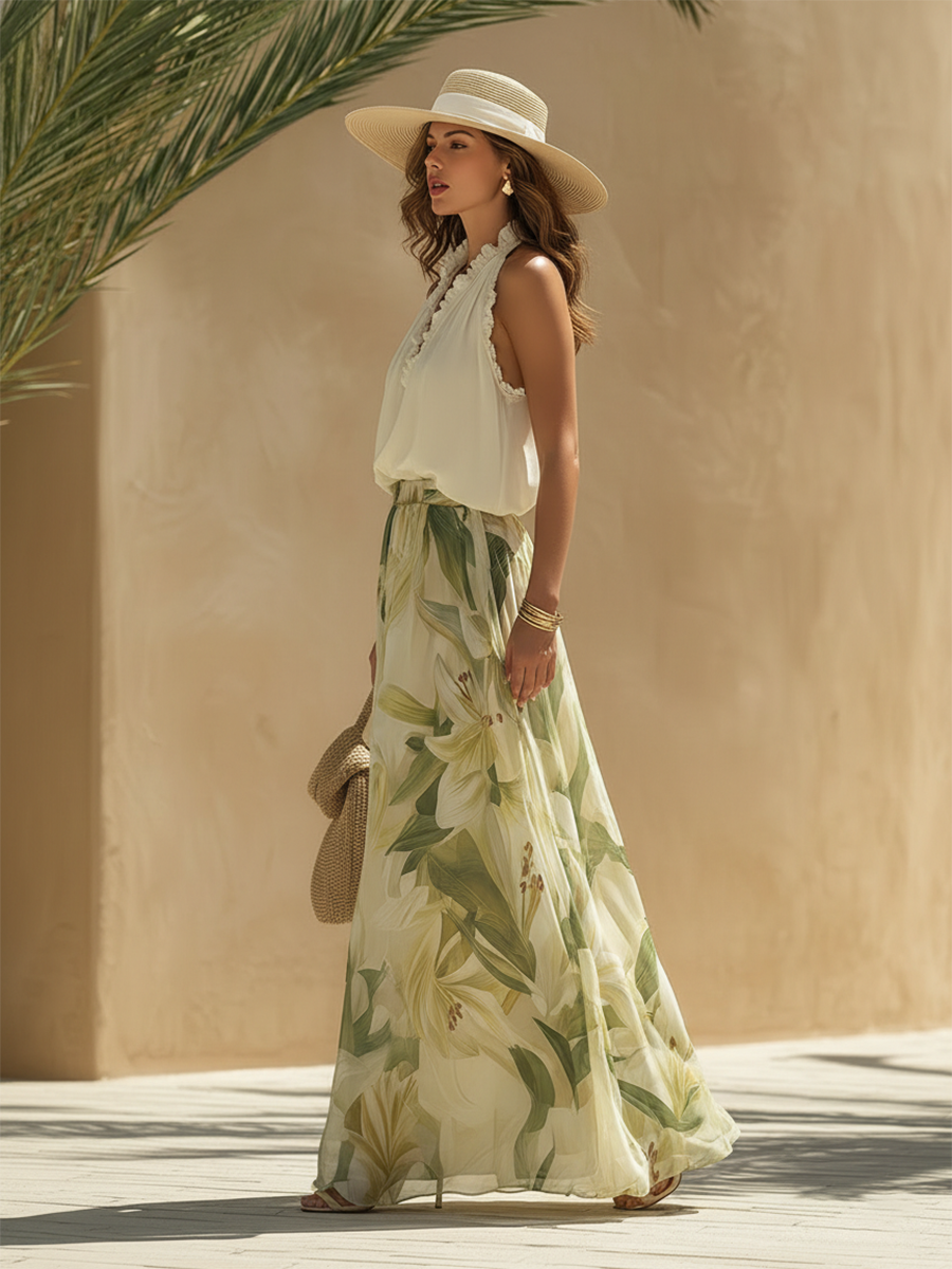 Elegante set fluido con stampa floreale