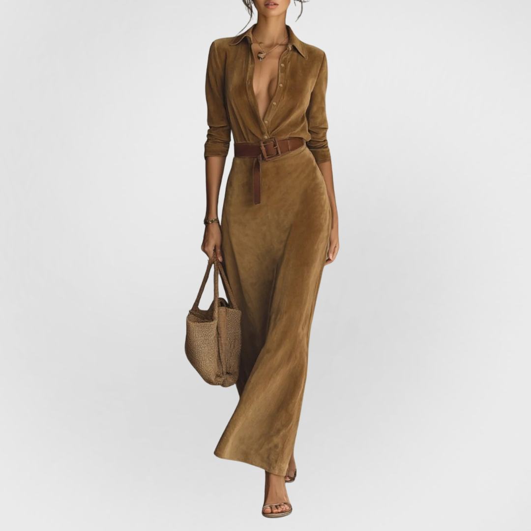 Elora™ | Abito Maxi in Camoscio Chic Célianne