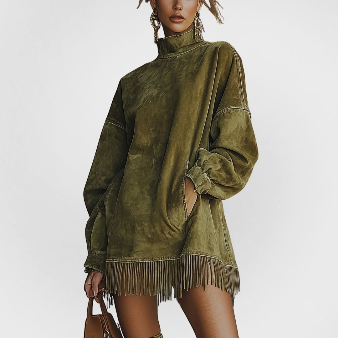 Elora™ | Abito Tunica in Suede con Frange Darcie