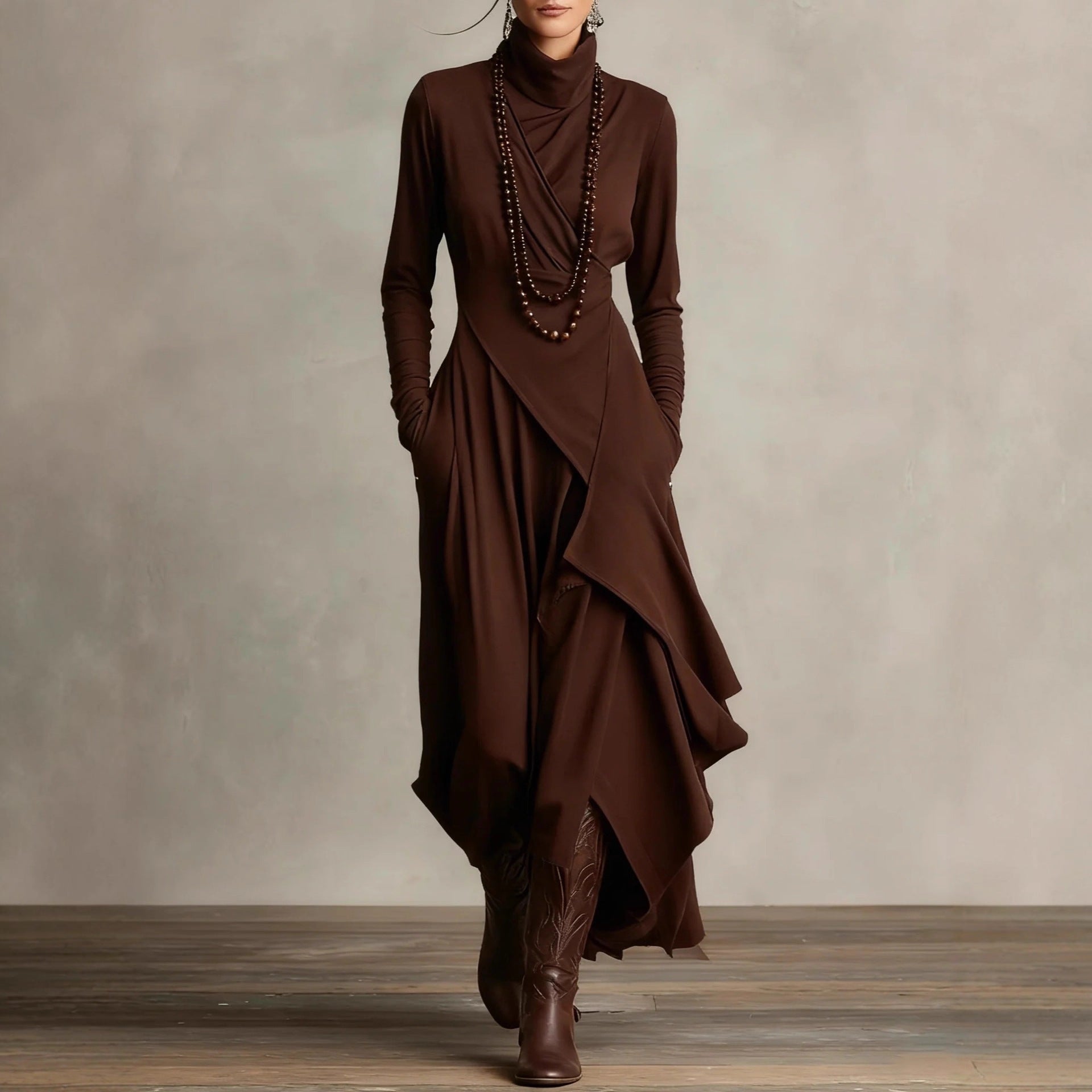 Elora™ | Abito Maxi in Maglia Asimmetrico Natalia