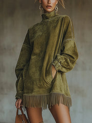 Elora™ | Abito Tunica in Suede con Frange Darcie