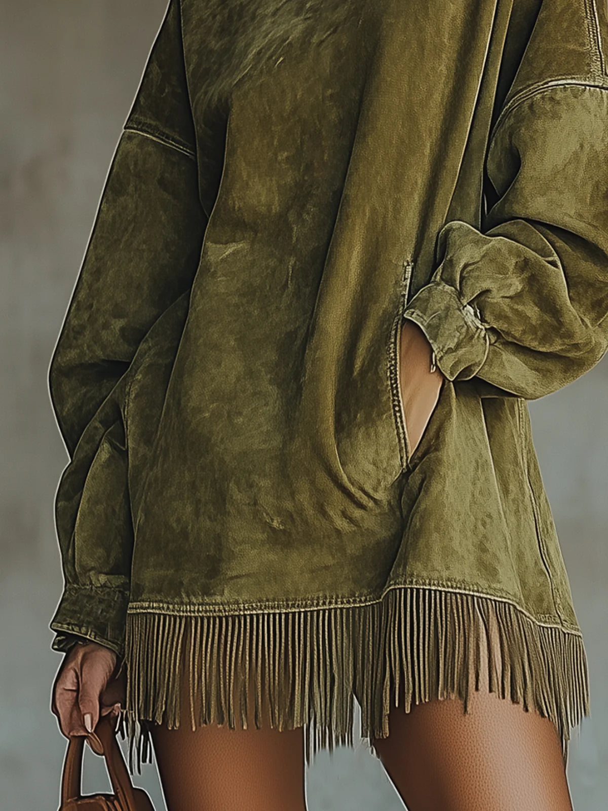 Elora™ | Abito Tunica in Suede con Frange Darcie