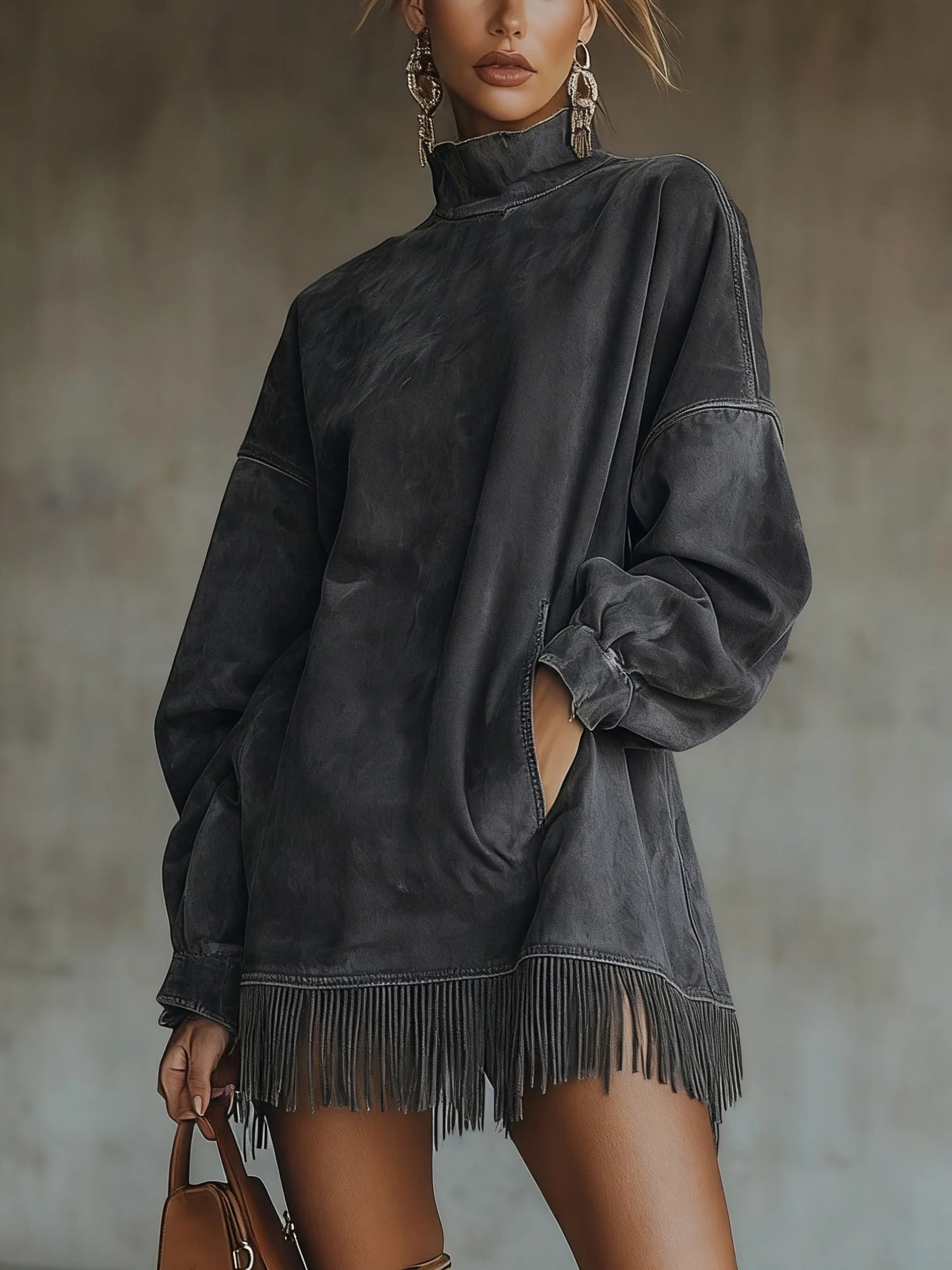 Elora™ | Abito Tunica in Suede con Frange Darcie