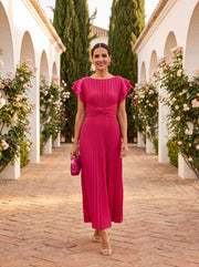 Serena - Abito maxi elegante plissettato con vita intrecciata