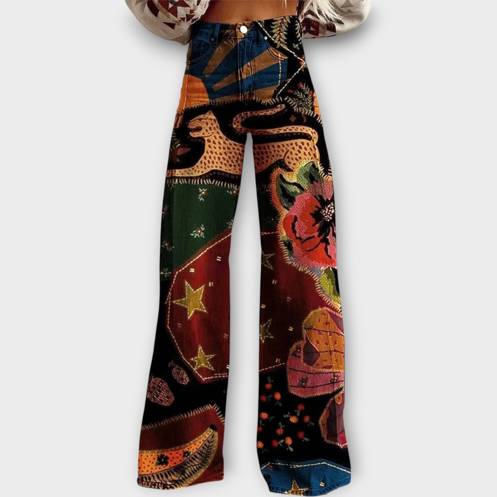 Jeans con stampa patchwork
