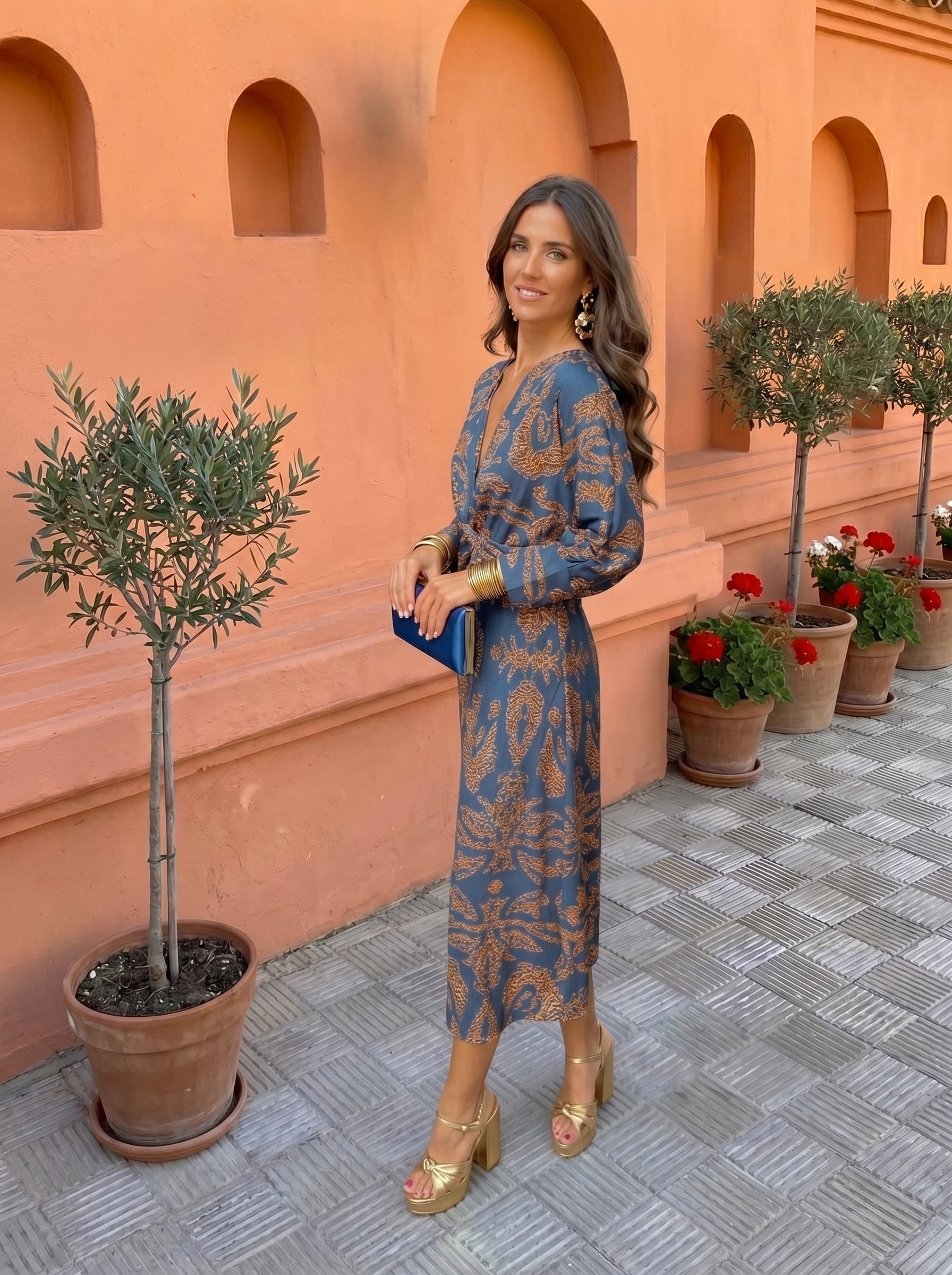 Silvia™ | Abito midi con motivo stampato