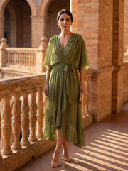 Monica - Abito in chiffon con scollatura a V