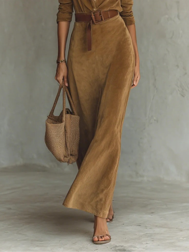 Elora™ | Abito Maxi in Camoscio Chic Célianne