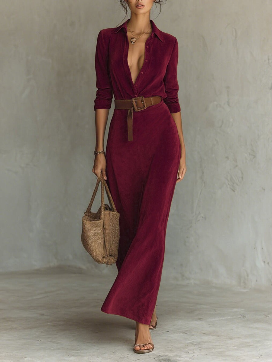 Elora™ | Abito Maxi in Camoscio Chic Célianne