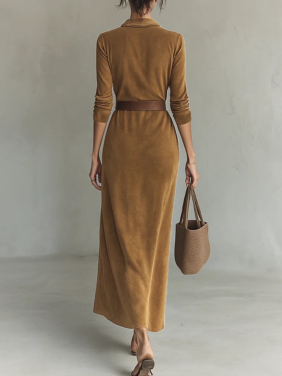 Elora™ | Abito Maxi in Camoscio Chic Célianne