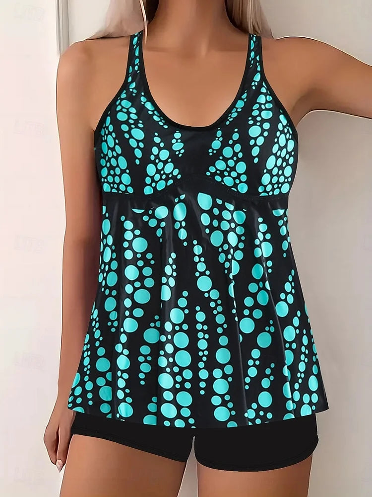 Jade | Set tankini con stampa a bolle d'aria e stampa copri ventre