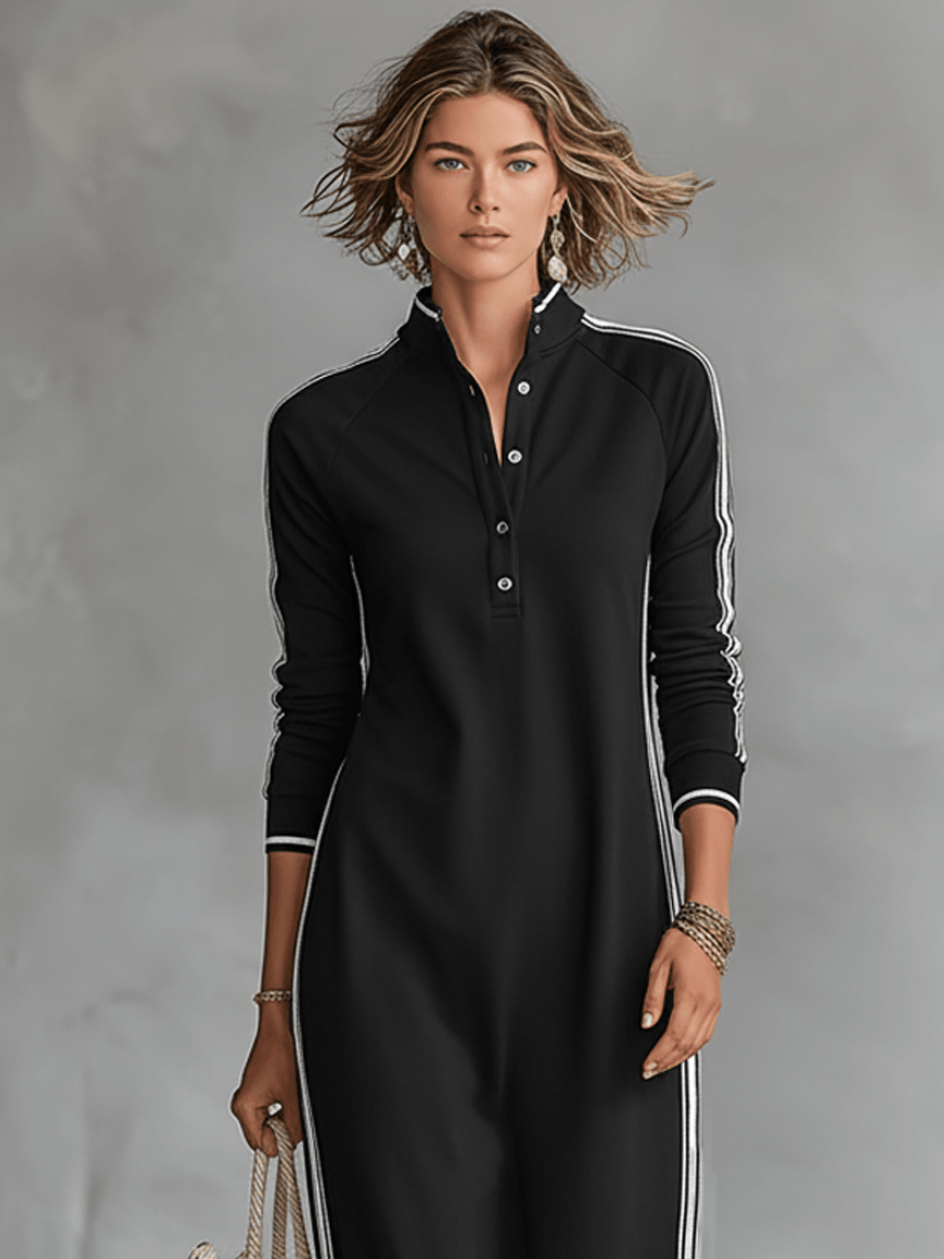 Abito in felpa con abbottonatura e colletto Maxi dress - Serena Roma