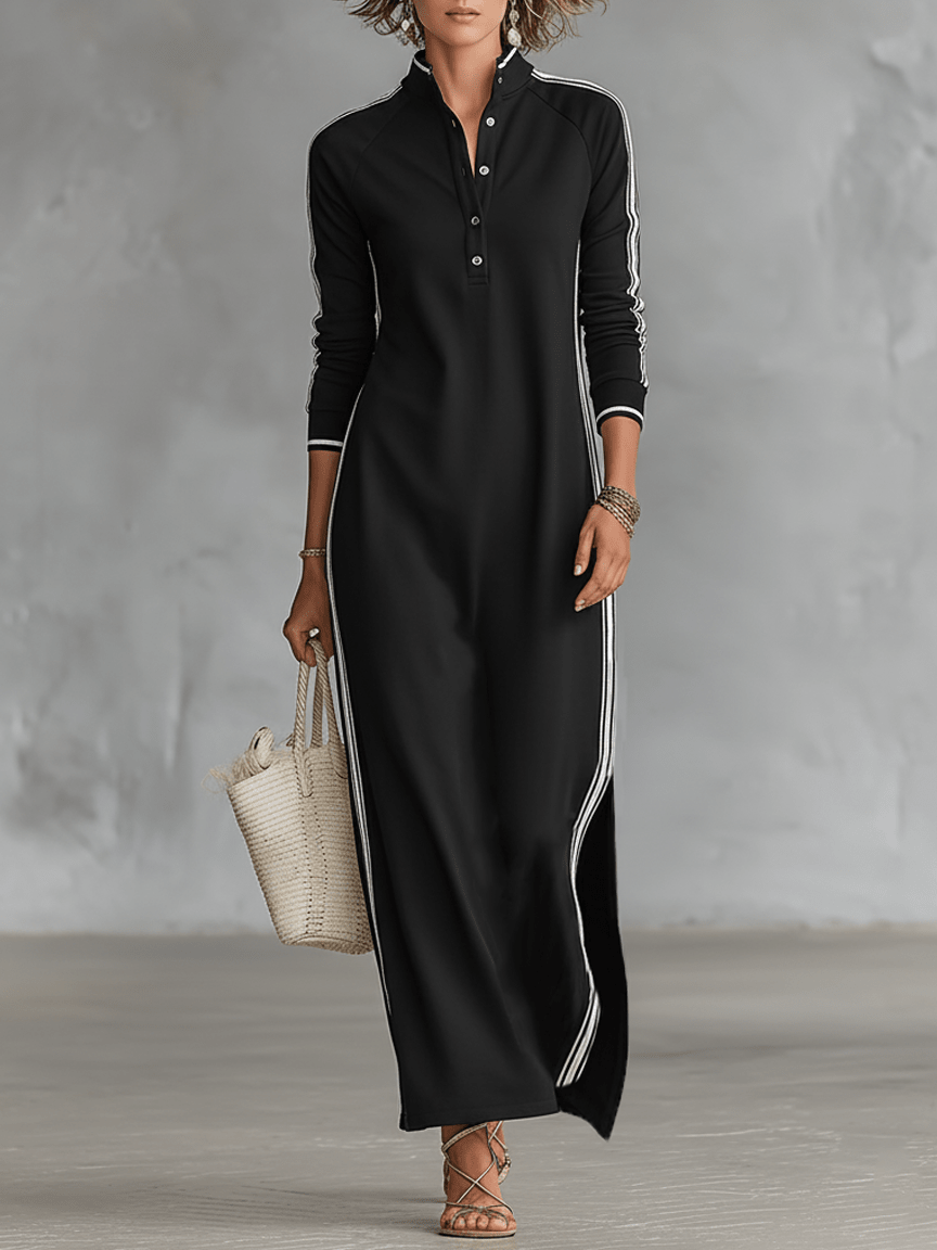 Abito in felpa con abbottonatura e colletto Maxi dress - Serena Roma