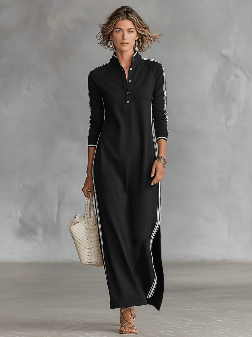 Abito in felpa con abbottonatura e colletto Maxi dress - Serena Roma