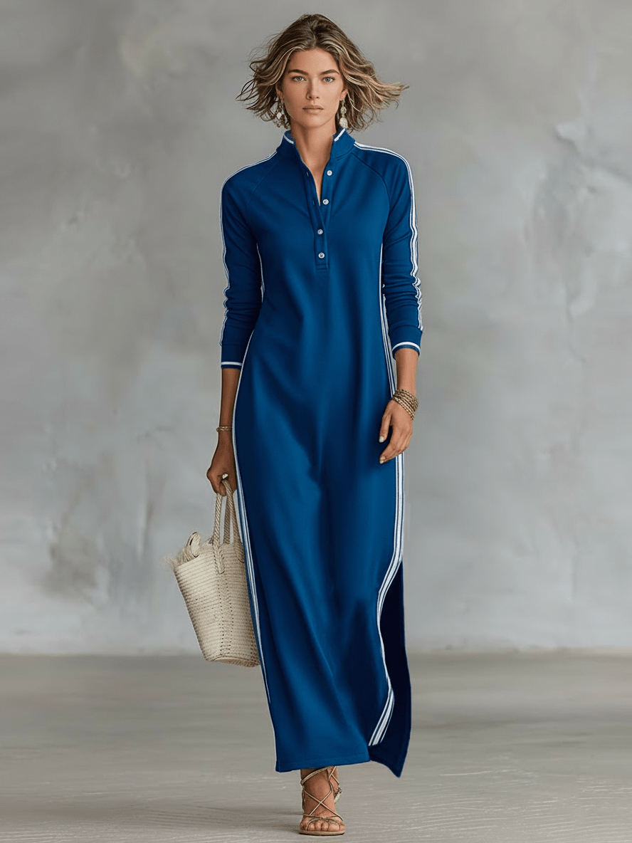 Abito in felpa con abbottonatura e colletto Maxi dress - Serena Roma