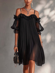 Aurora | Abito Lungo Chiffon Col V - Serena Roma