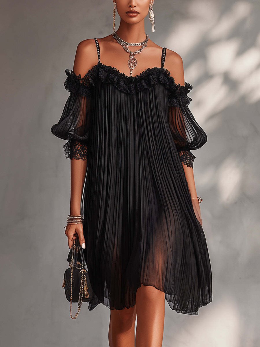 Aurora | Abito Lungo Chiffon Col V - Serena Roma