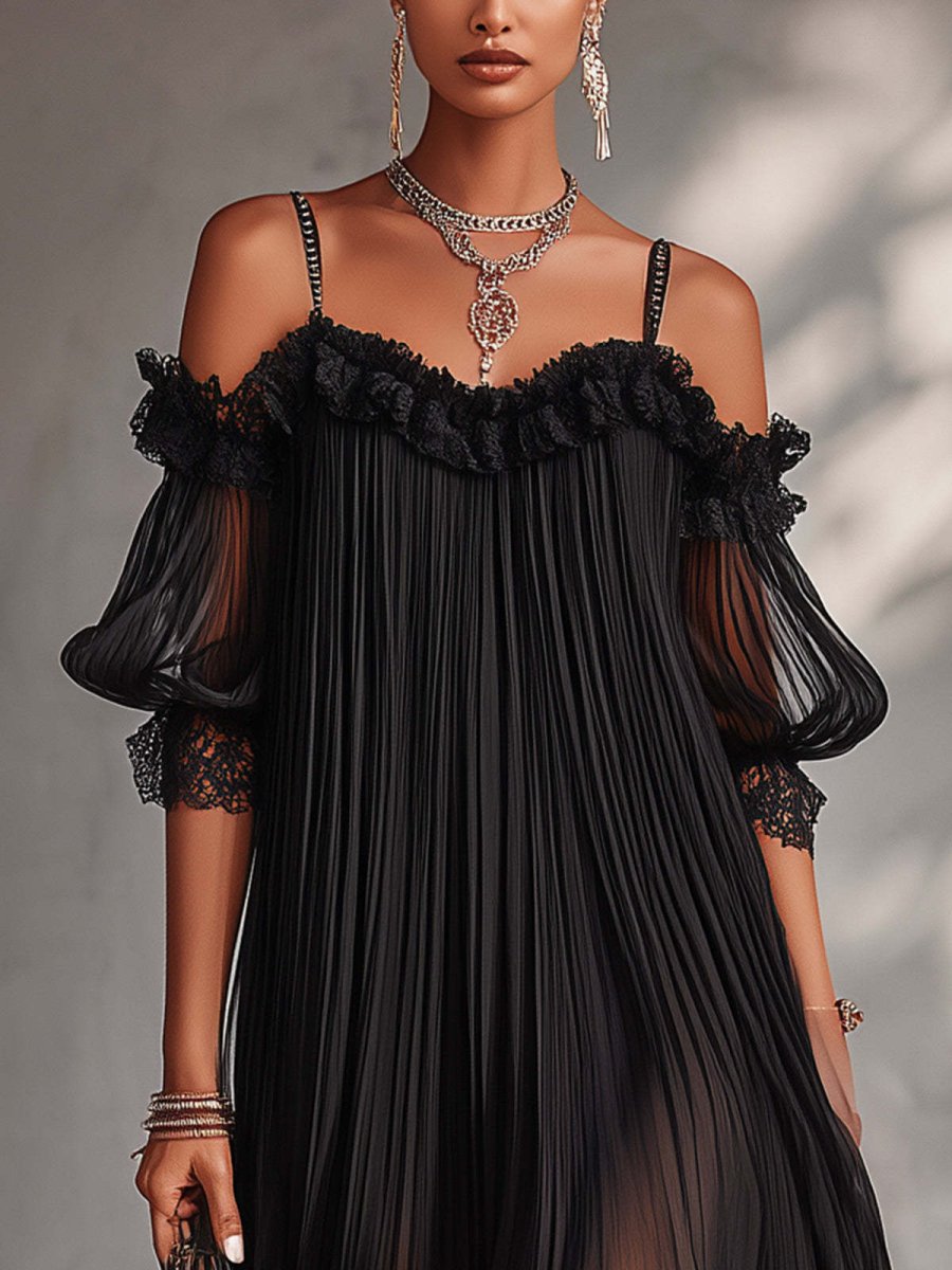 Aurora | Abito Lungo Chiffon Col V - Serena Roma