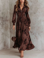 Elora™ | Abito Midi Paisley con Zip al Collo Marlene