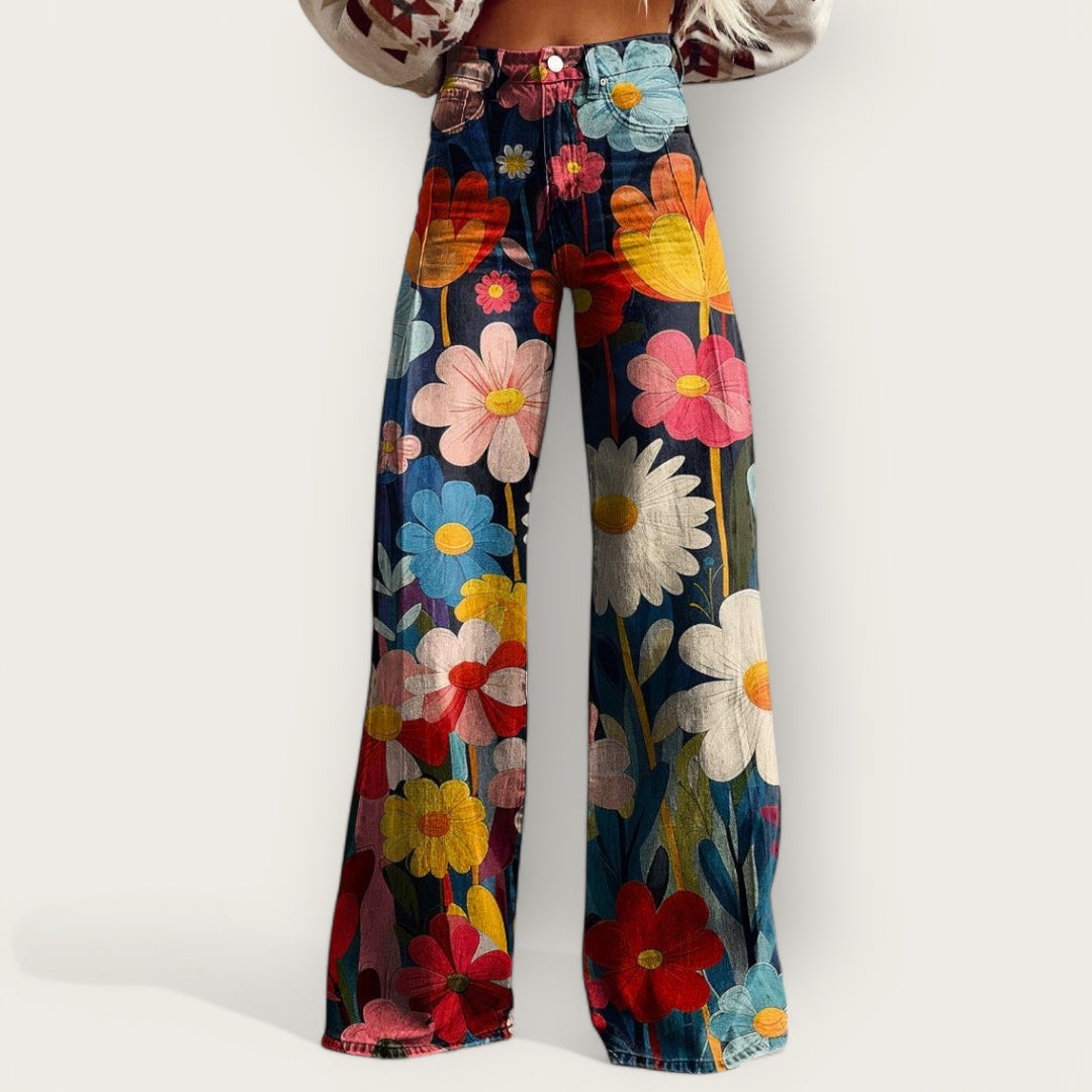 Pantaloni larghi multicolore alla moda