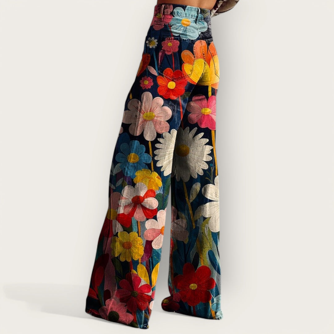 Pantaloni larghi multicolore alla moda