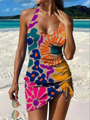 Party | Set tankini floreale con grafica che copre la pancia