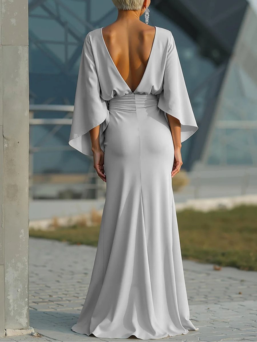 Clara | Abito elegante con scollo a V e maniche con schiena scoperta - Serena Roma