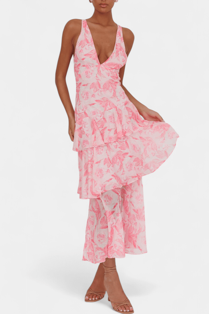 Domenica : Abito in chiffon con scollo a V - Serena Roma