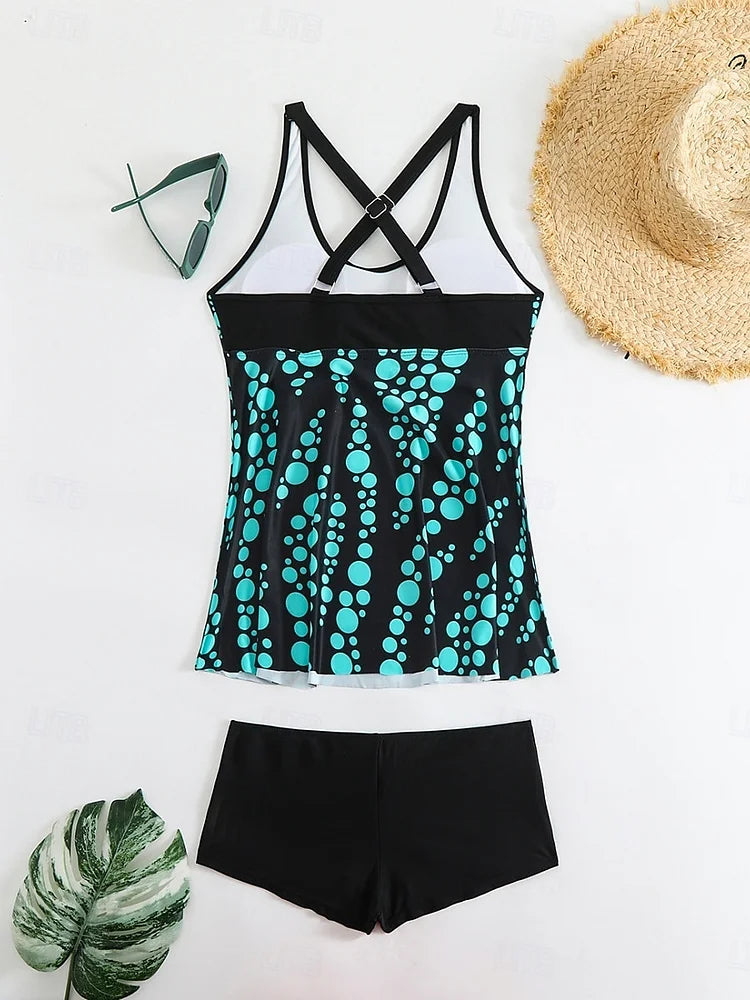 Jade | Set tankini con stampa a bolle d'aria e stampa copri ventre
