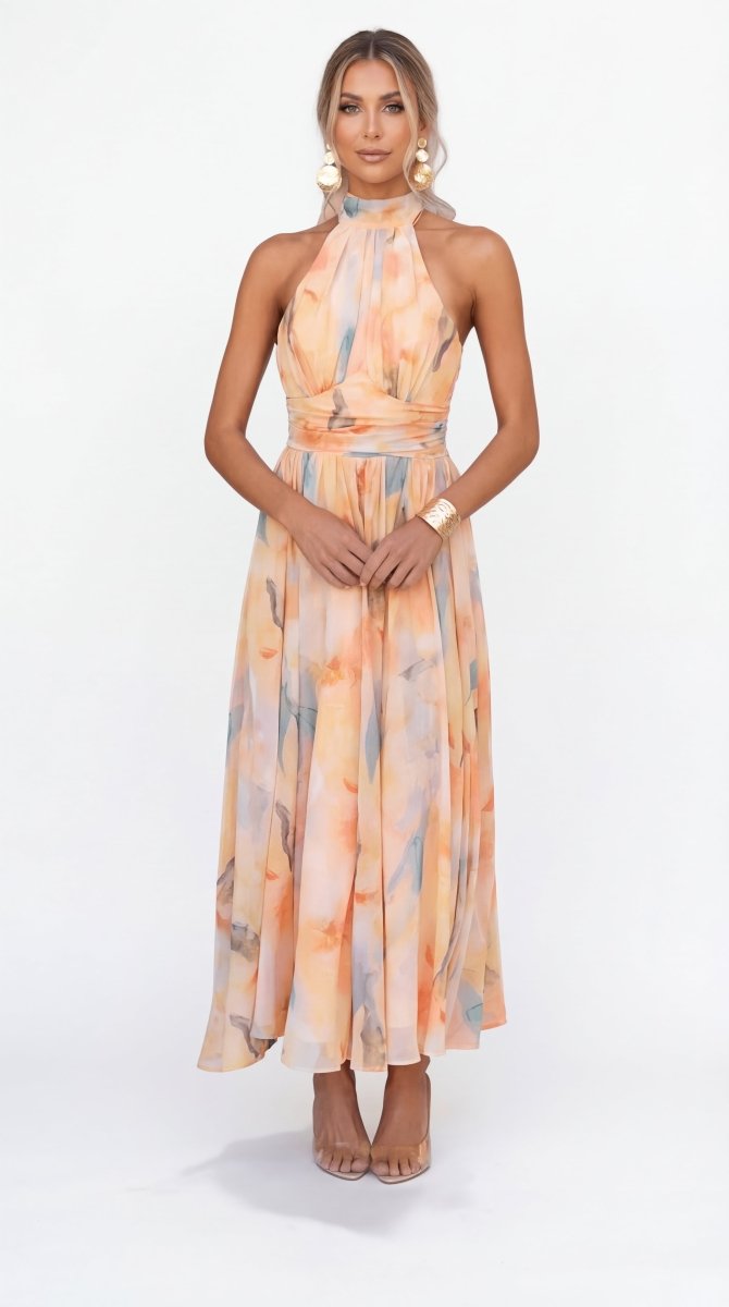 ESTHER | Vestito acquerello con aletta - Serena Roma